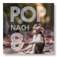 Pop-nach-8-Logo und ein Äffchen