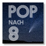 Pop-nach-8-Logo und ein Komet