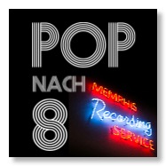 Pop-nach-8-Logo und Neonlicht