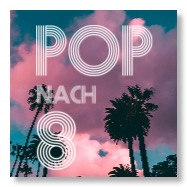Palmen, rosa Wolken und das Pop-nach-8-Logo