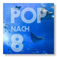 Pop-nach-8-Logo und ein paar Rochen