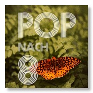 Pop nach 8 Logo und ein Schmetterling