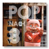 Pop-nach-8-Logo und ein Schweinchen