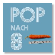 Pop-nach-8-Logo und eine Karotte