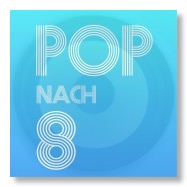 Pop nach 8 - der Podcast aus Berlin. Logo blau.