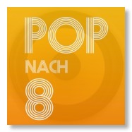 Pop nach 8 - der Podcast aus Berlin. Logo orange.