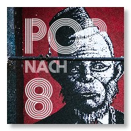 Pop-nach-8-Logo vor Affengesicht