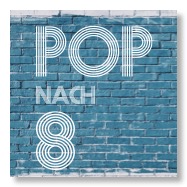 Blaue Mauer und Pop-nach-8-Logo