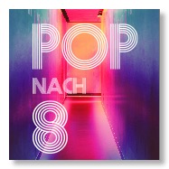 Pop-nach-8-Logo in knallbuntem Gang