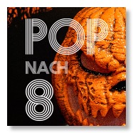 Pop-nach-8 Logo vor Kürbis