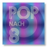 Pop nach 8 - der Podcast aus Berlin. Logo blau-lila.