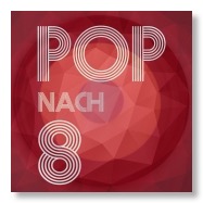 Pop nach 8 - der Podcast aus Berlin. Logo rot-prisma.